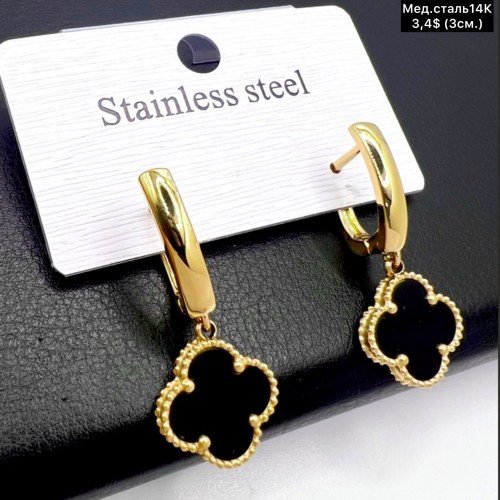 Сережки мед.сталь14К 10704 (3.см.)	